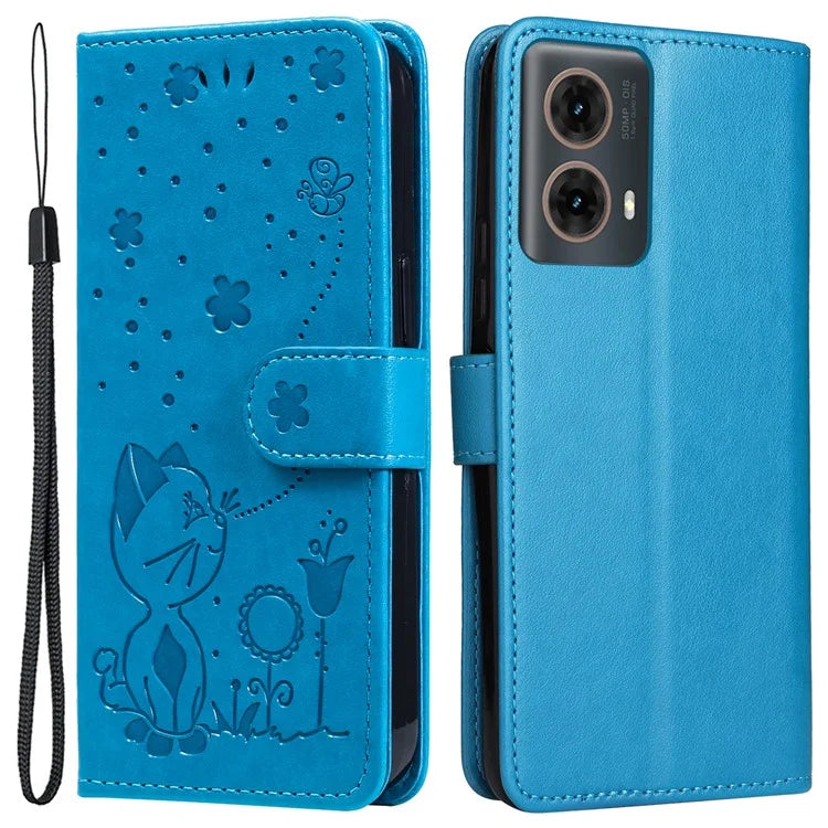 KT Imprinting Flower Series-4 For Motorola Moto G85 5G / S50 Neo 5G Phone Case Imprinted Leather Stand Cover