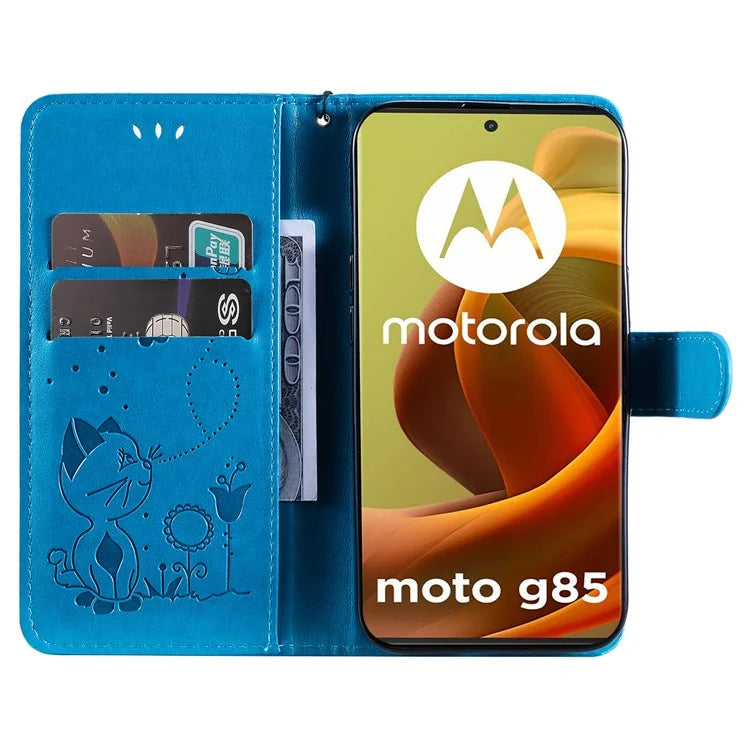 KT Imprinting Flower Series-4 For Motorola Moto G85 5G / S50 Neo 5G Phone Case Imprinted Leather Stand Cover