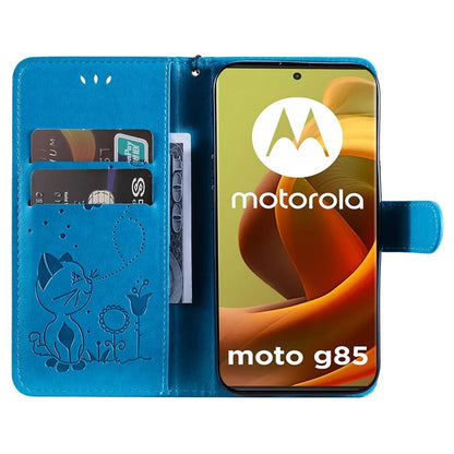 KT Imprinting Flower Series-4 For Motorola Moto G85 5G / S50 Neo 5G Phone Case Imprinted Leather Stand Cover