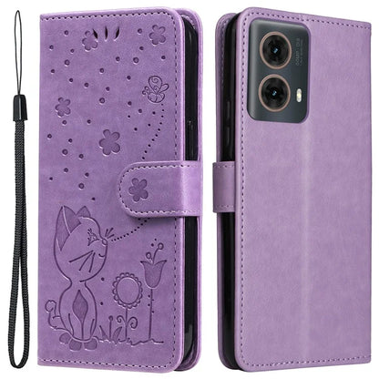 KT Imprinting Flower Series-4 For Motorola Moto G85 5G / S50 Neo 5G Phone Case Imprinted Leather Stand Cover