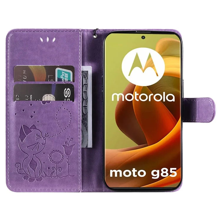 KT Imprinting Flower Series-4 For Motorola Moto G85 5G / S50 Neo 5G Phone Case Imprinted Leather Stand Cover