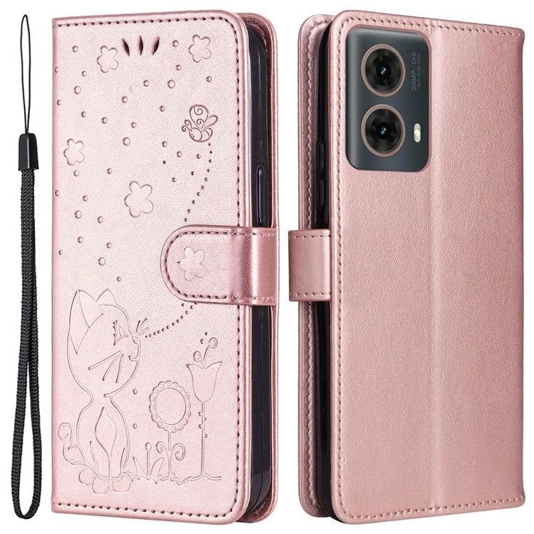 KT Imprinting Flower Series-4 For Motorola Moto G85 5G / S50 Neo 5G Phone Case Imprinted Leather Stand Cover