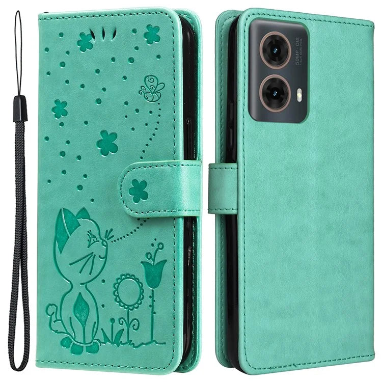 KT Imprinting Flower Series-4 For Motorola Moto G85 5G / S50 Neo 5G Phone Case Imprinted Leather Stand Cover