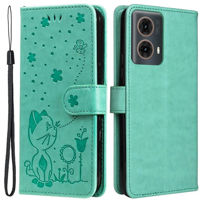 KT Imprinting Flower Series-4 For Motorola Moto G85 5G / S50 Neo 5G Phone Case Imprinted Leather Stand Cover