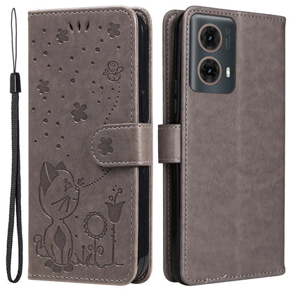 KT Imprinting Flower Series-4 For Motorola Moto G85 5G / S50 Neo 5G Phone Case Imprinted Leather Stand Cover