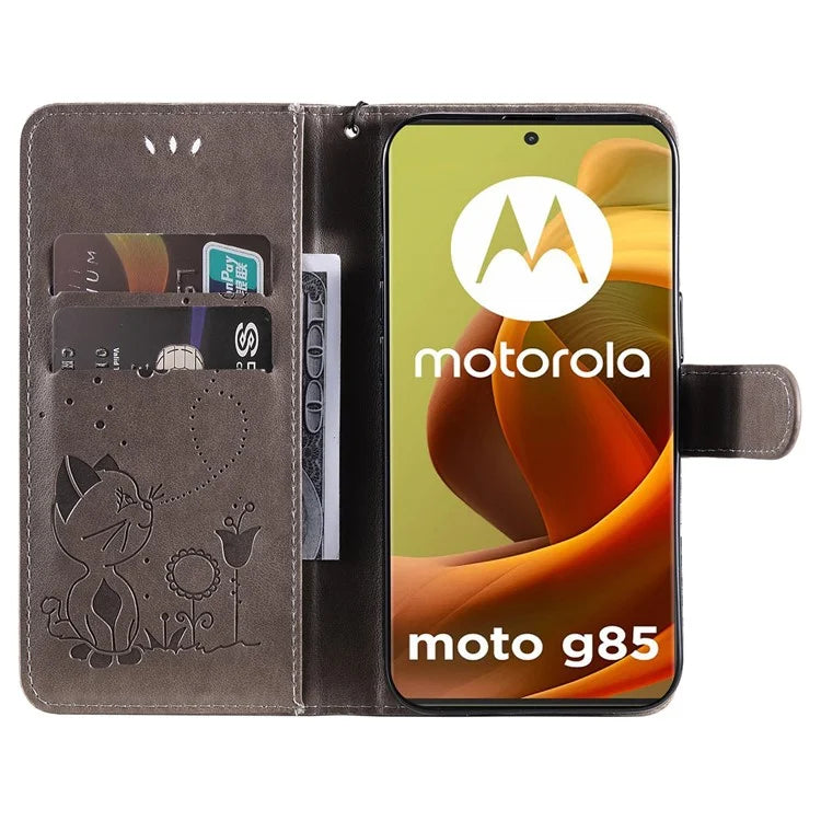 KT Imprinting Flower Series-4 For Motorola Moto G85 5G / S50 Neo 5G Phone Case Imprinted Leather Stand Cover