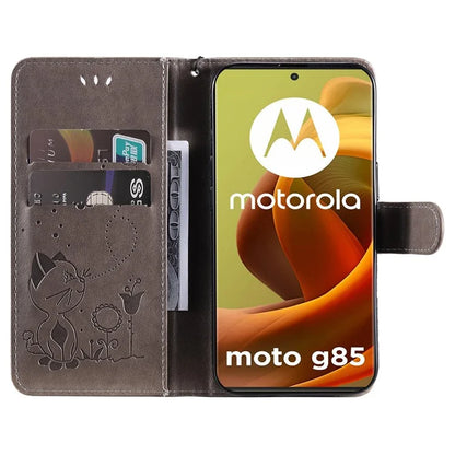KT Imprinting Flower Series-4 For Motorola Moto G85 5G / S50 Neo 5G Phone Case Imprinted Leather Stand Cover