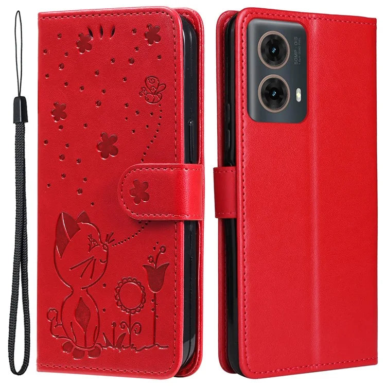 KT Imprinting Flower Series-4 For Motorola Moto G85 5G / S50 Neo 5G Phone Case Imprinted Leather Stand Cover