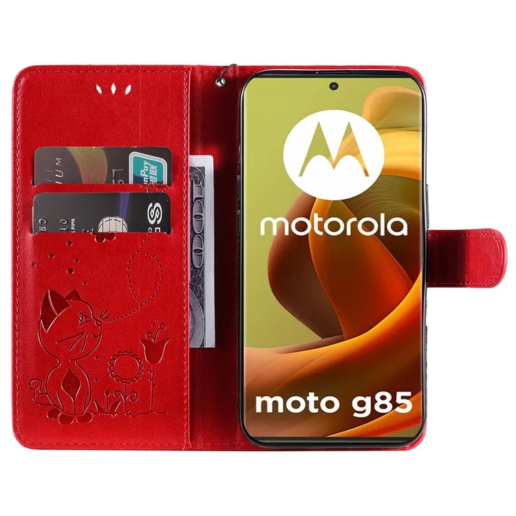 KT Imprinting Flower Series-4 For Motorola Moto G85 5G / S50 Neo 5G Phone Case Imprinted Leather Stand Cover