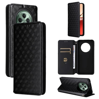 For Oppo Reno12 F 5G / Oppo F27 5G Case Leather Wallet Phone Cover Rhombus Imprinted