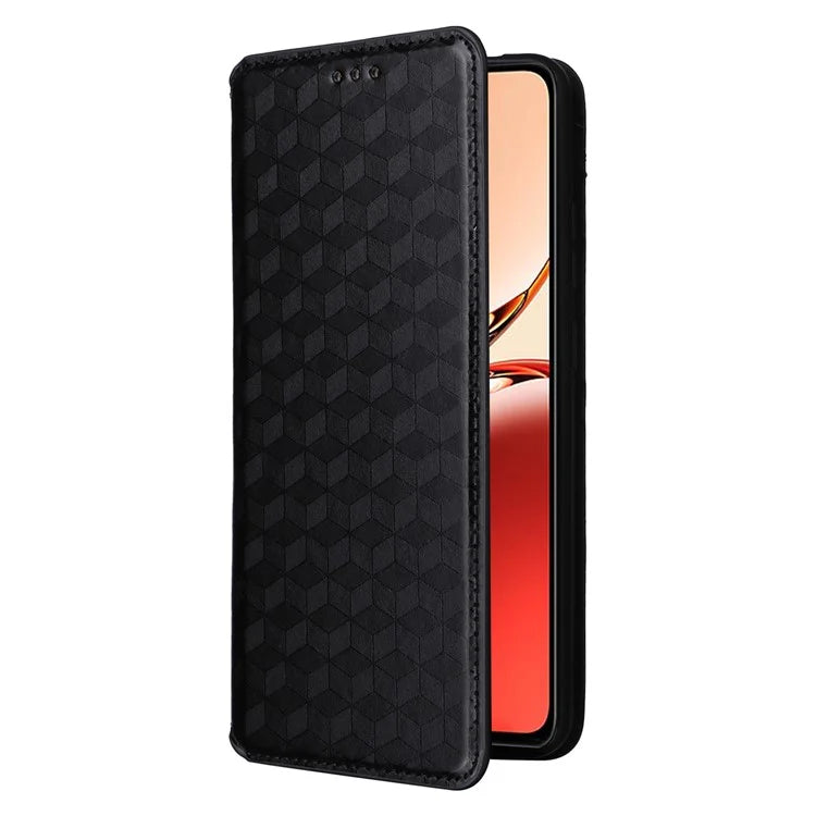 For Oppo Reno12 F 5G / Oppo F27 5G Case Leather Wallet Phone Cover Rhombus Imprinted