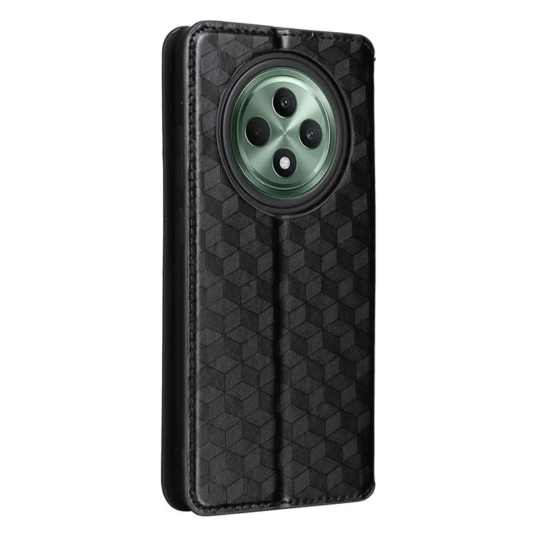 For Oppo Reno12 F 5G / Oppo F27 5G Case Leather Wallet Phone Cover Rhombus Imprinted