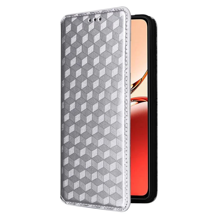 For Oppo Reno12 F 5G / Oppo F27 5G Case Leather Wallet Phone Cover Rhombus Imprinted