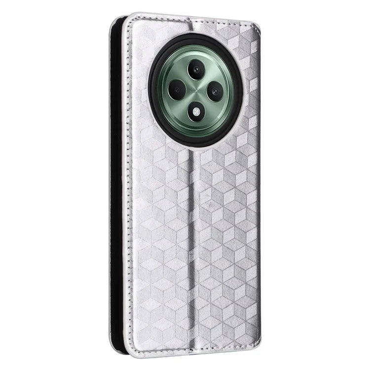 For Oppo Reno12 F 5G / Oppo F27 5G Case Leather Wallet Phone Cover Rhombus Imprinted