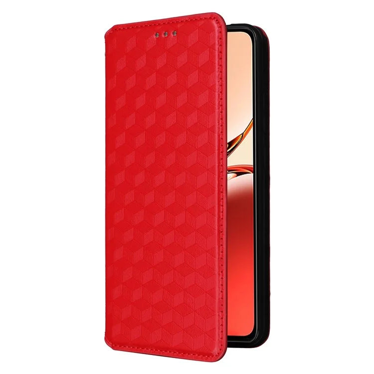 For Oppo Reno12 F 5G / Oppo F27 5G Case Leather Wallet Phone Cover Rhombus Imprinted