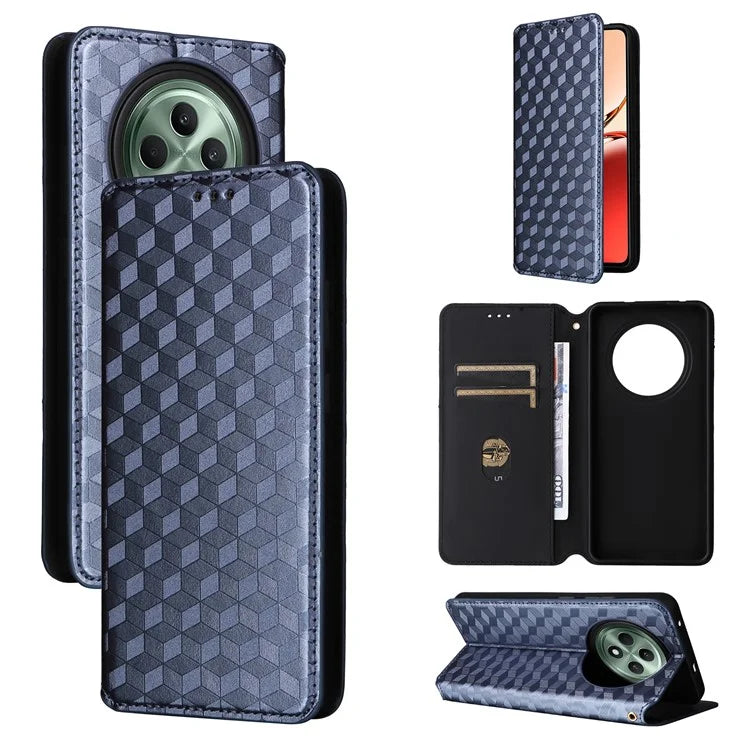 For Oppo Reno12 F 5G / Oppo F27 5G Case Leather Wallet Phone Cover Rhombus Imprinted