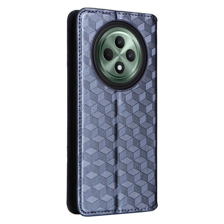 For Oppo Reno12 F 5G / Oppo F27 5G Case Leather Wallet Phone Cover Rhombus Imprinted