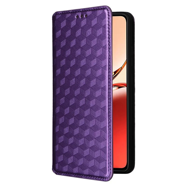 For Oppo Reno12 F 5G / Oppo F27 5G Case Leather Wallet Phone Cover Rhombus Imprinted