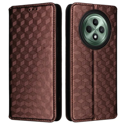 For Oppo Reno12 F 5G / Oppo F27 5G Case Leather Wallet Phone Cover Rhombus Imprinted