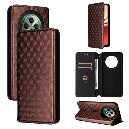 For Oppo Reno12 F 5G / Oppo F27 5G Case Leather Wallet Phone Cover Rhombus Imprinted