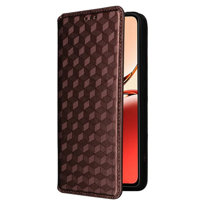 For Oppo Reno12 F 5G / Oppo F27 5G Case Leather Wallet Phone Cover Rhombus Imprinted
