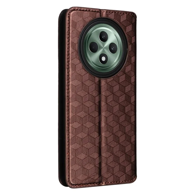 For Oppo Reno12 F 5G / Oppo F27 5G Case Leather Wallet Phone Cover Rhombus Imprinted