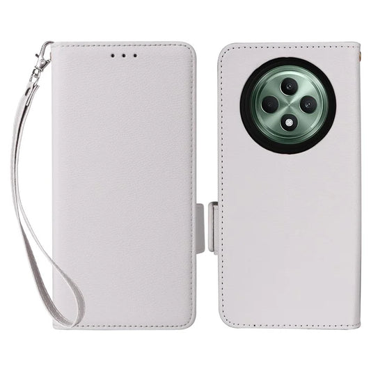 For Oppo Reno12 F 5G / Oppo F27 5G Case with Hand Strap Litchi Texture Leather Phone Cover