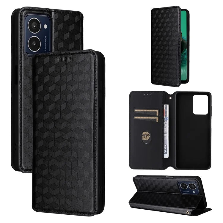 For HMD Pulse  /  Pulse Pro  /  Pulse+ Case Leather Wallet Phone Cover Rhombus Imprinted