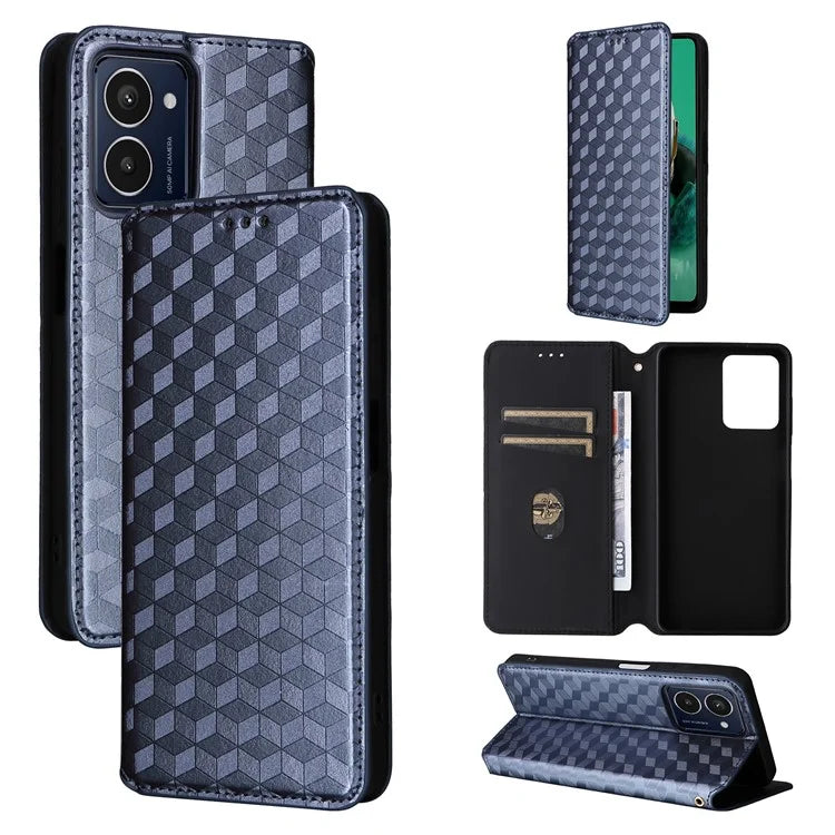 For HMD Pulse  /  Pulse Pro  /  Pulse+ Case Leather Wallet Phone Cover Rhombus Imprinted