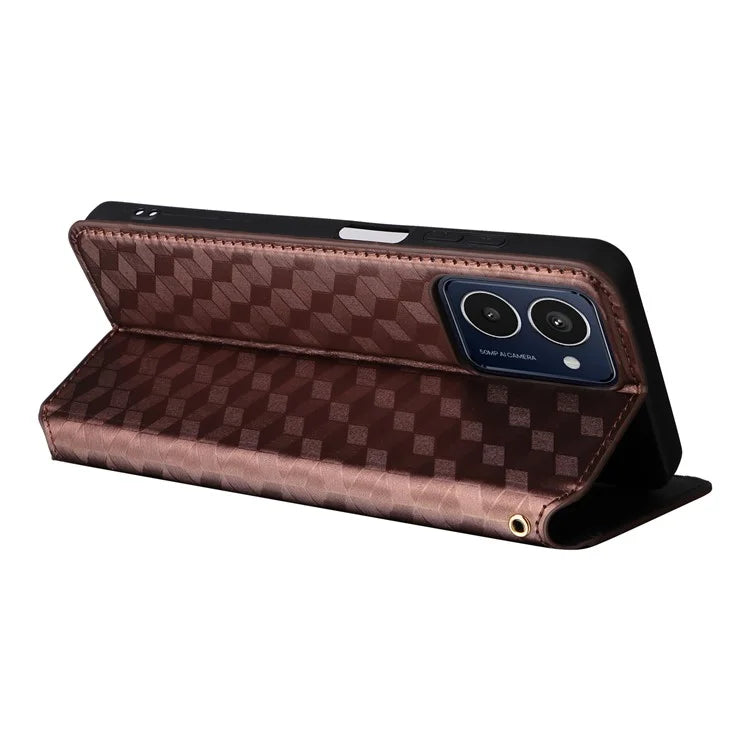 For HMD Pulse  /  Pulse Pro  /  Pulse+ Case Leather Wallet Phone Cover Rhombus Imprinted