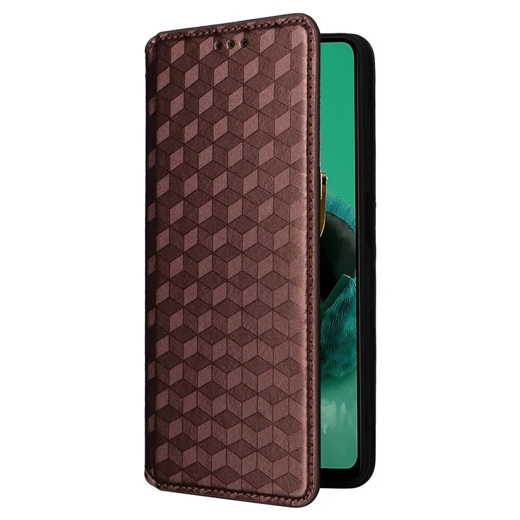 For HMD Pulse  /  Pulse Pro  /  Pulse+ Case Leather Wallet Phone Cover Rhombus Imprinted