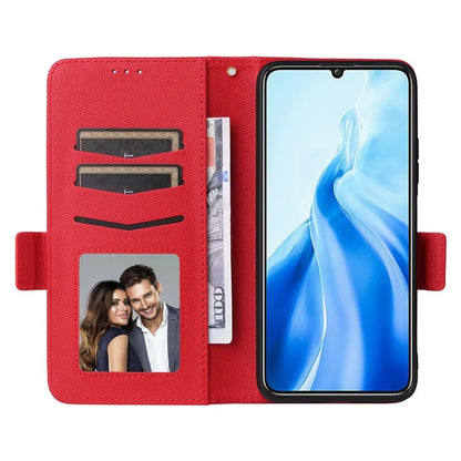 For Oukitel C51 Case with Hand Strap Litchi Texture Leather Phone Cover