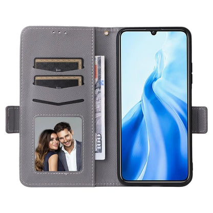 For Oukitel C51 Case with Hand Strap Litchi Texture Leather Phone Cover