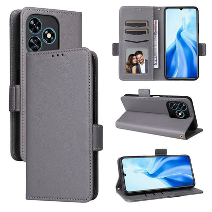 For Oukitel C51 Case with Hand Strap Litchi Texture Leather Phone Cover