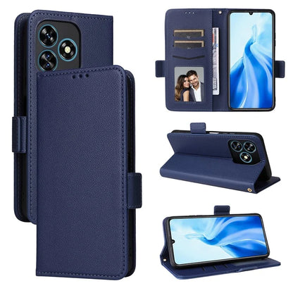 For Oukitel C51 Case with Hand Strap Litchi Texture Leather Phone Cover