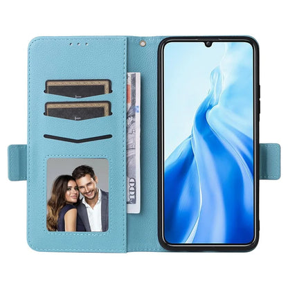 For Oukitel C51 Case with Hand Strap Litchi Texture Leather Phone Cover