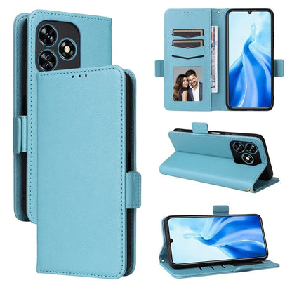 For Oukitel C51 Case with Hand Strap Litchi Texture Leather Phone Cover