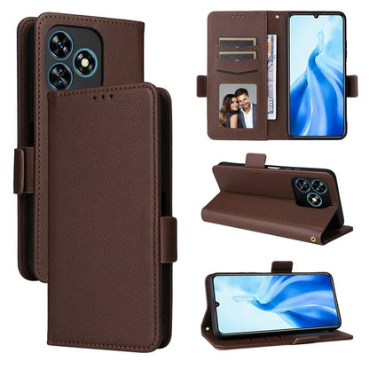 For Oukitel C51 Case with Hand Strap Litchi Texture Leather Phone Cover