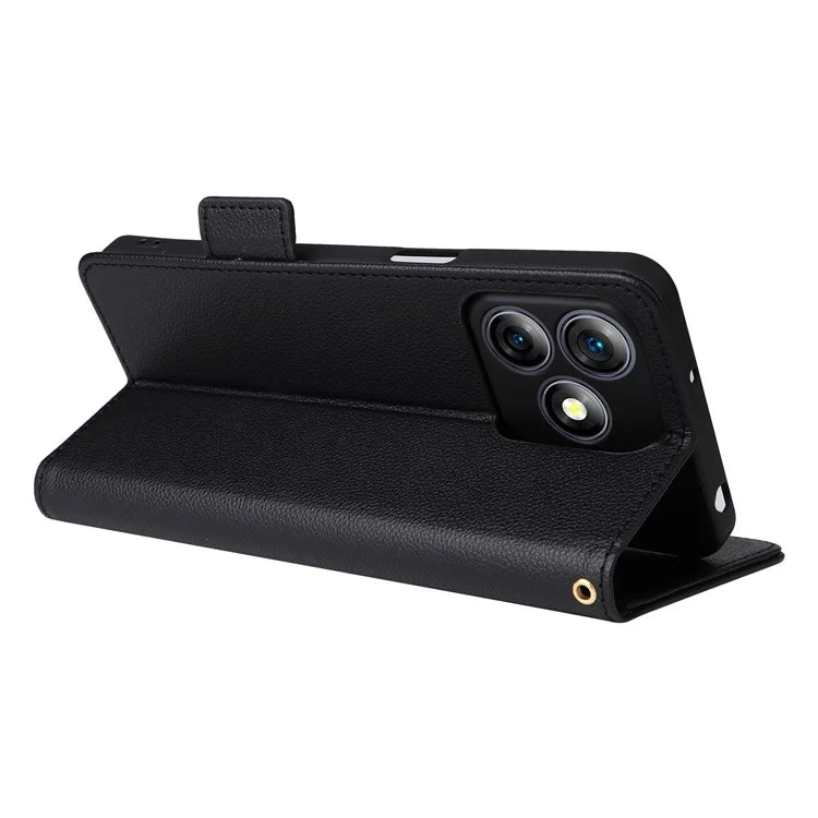 For Ulefone Note 18 Ultra Case with Hand Strap Litchi Texture Leather Phone Cover