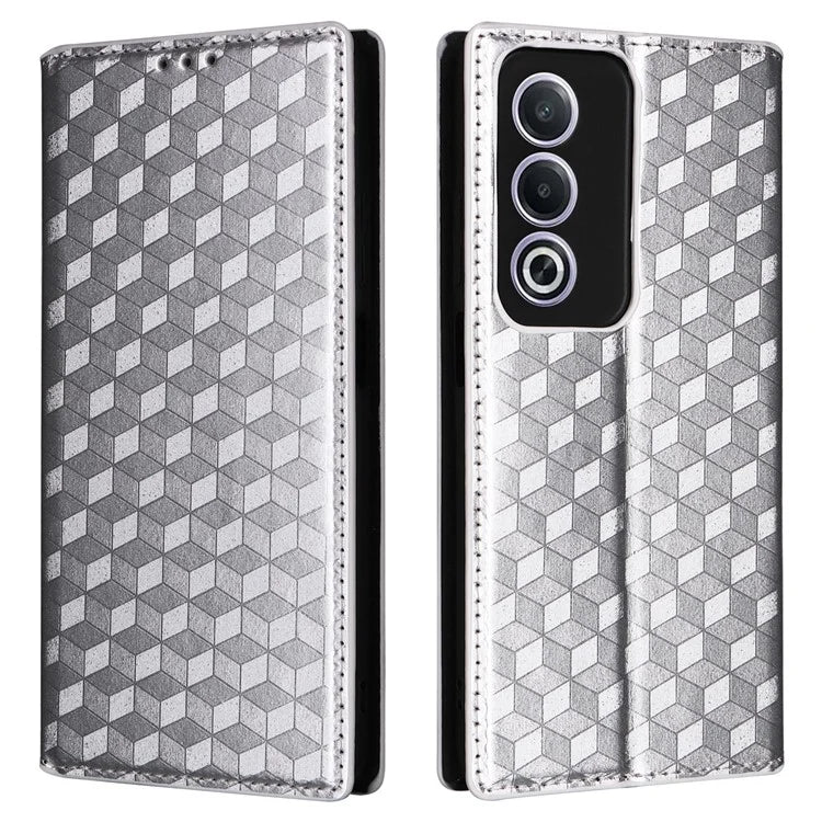 For Oppo A80 5G / A3 Pro (Global) 5G / K12x 5G (India) / A3x 5G (China) Case Leather Wallet Phone Cover Rhombus Imprinted