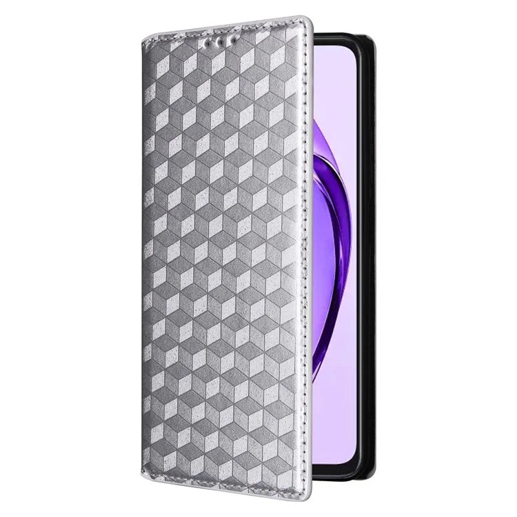 For Oppo A80 5G / A3 Pro (Global) 5G / K12x 5G (India) / A3x 5G (China) Case Leather Wallet Phone Cover Rhombus Imprinted