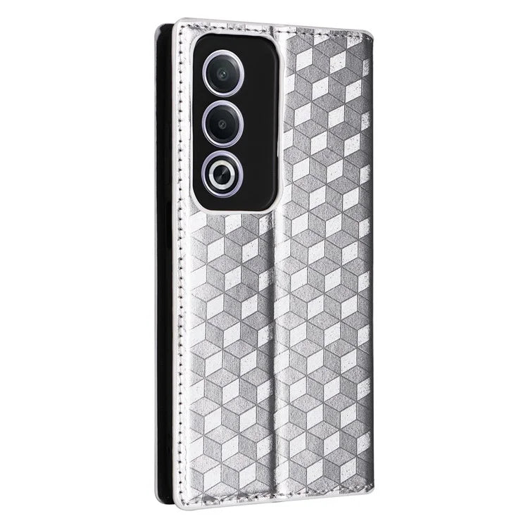 For Oppo A80 5G / A3 Pro (Global) 5G / K12x 5G (India) / A3x 5G (China) Case Leather Wallet Phone Cover Rhombus Imprinted