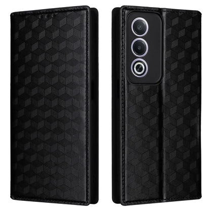 For Oppo A80 5G / A3 Pro (Global) 5G / K12x 5G (India) / A3x 5G (China) Case Leather Wallet Phone Cover Rhombus Imprinted