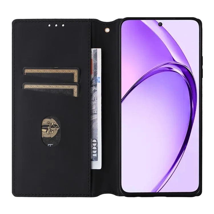 For Oppo A80 5G / A3 Pro (Global) 5G / K12x 5G (India) / A3x 5G (China) Case Leather Wallet Phone Cover Rhombus Imprinted