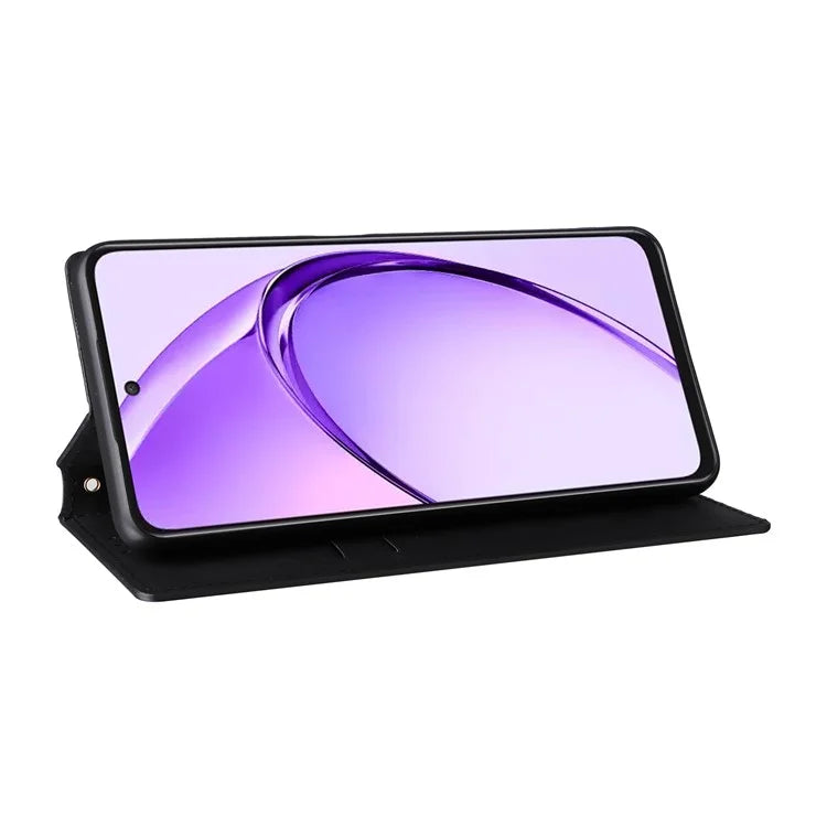 For Oppo A80 5G / A3 Pro (Global) 5G / K12x 5G (India) / A3x 5G (China) Case Leather Wallet Phone Cover Rhombus Imprinted