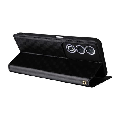 For Oppo A80 5G / A3 Pro (Global) 5G / K12x 5G (India) / A3x 5G (China) Case Leather Wallet Phone Cover Rhombus Imprinted