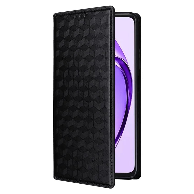 For Oppo A80 5G / A3 Pro (Global) 5G / K12x 5G (India) / A3x 5G (China) Case Leather Wallet Phone Cover Rhombus Imprinted