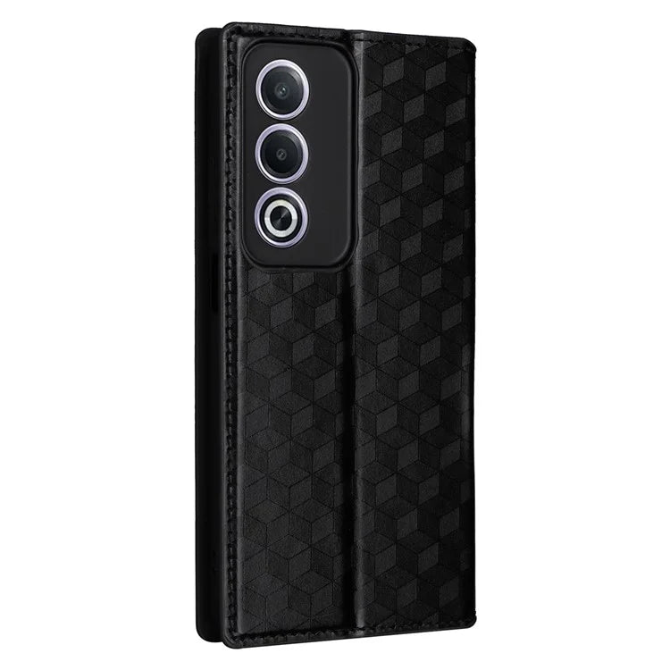 For Oppo A80 5G / A3 Pro (Global) 5G / K12x 5G (India) / A3x 5G (China) Case Leather Wallet Phone Cover Rhombus Imprinted