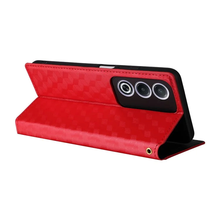For Oppo A80 5G / A3 Pro (Global) 5G / K12x 5G (India) / A3x 5G (China) Case Leather Wallet Phone Cover Rhombus Imprinted