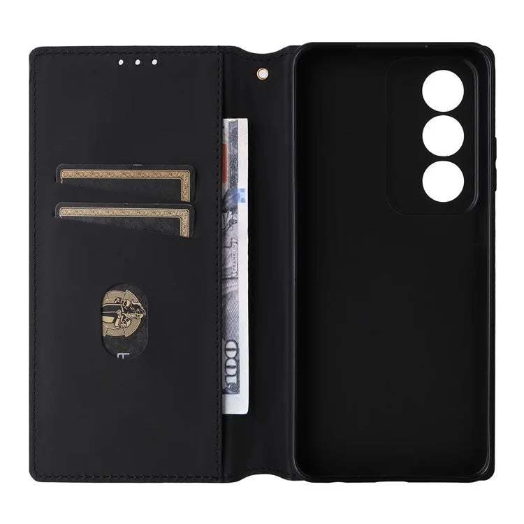 For Oppo A80 5G / A3 Pro (Global) 5G / K12x 5G (India) / A3x 5G (China) Case Leather Wallet Phone Cover Rhombus Imprinted